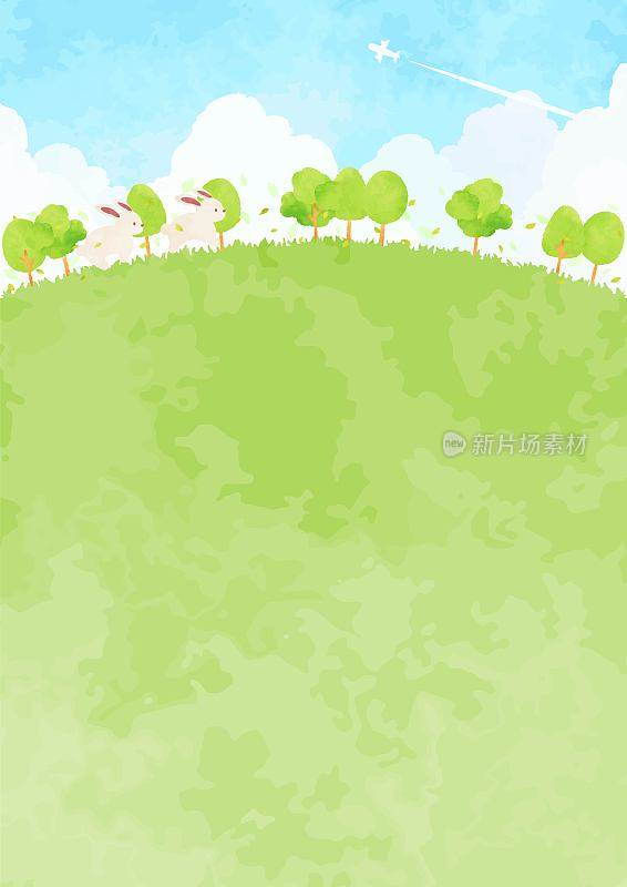 beautiful　watercolor　lush　greenery　background　illustration